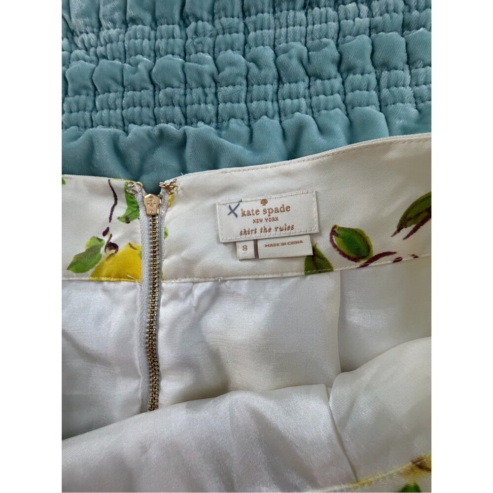 kate spade White Lemon-Print Circle Skirt with Yellow Fruit Motif-8 - Picture 3 of 7